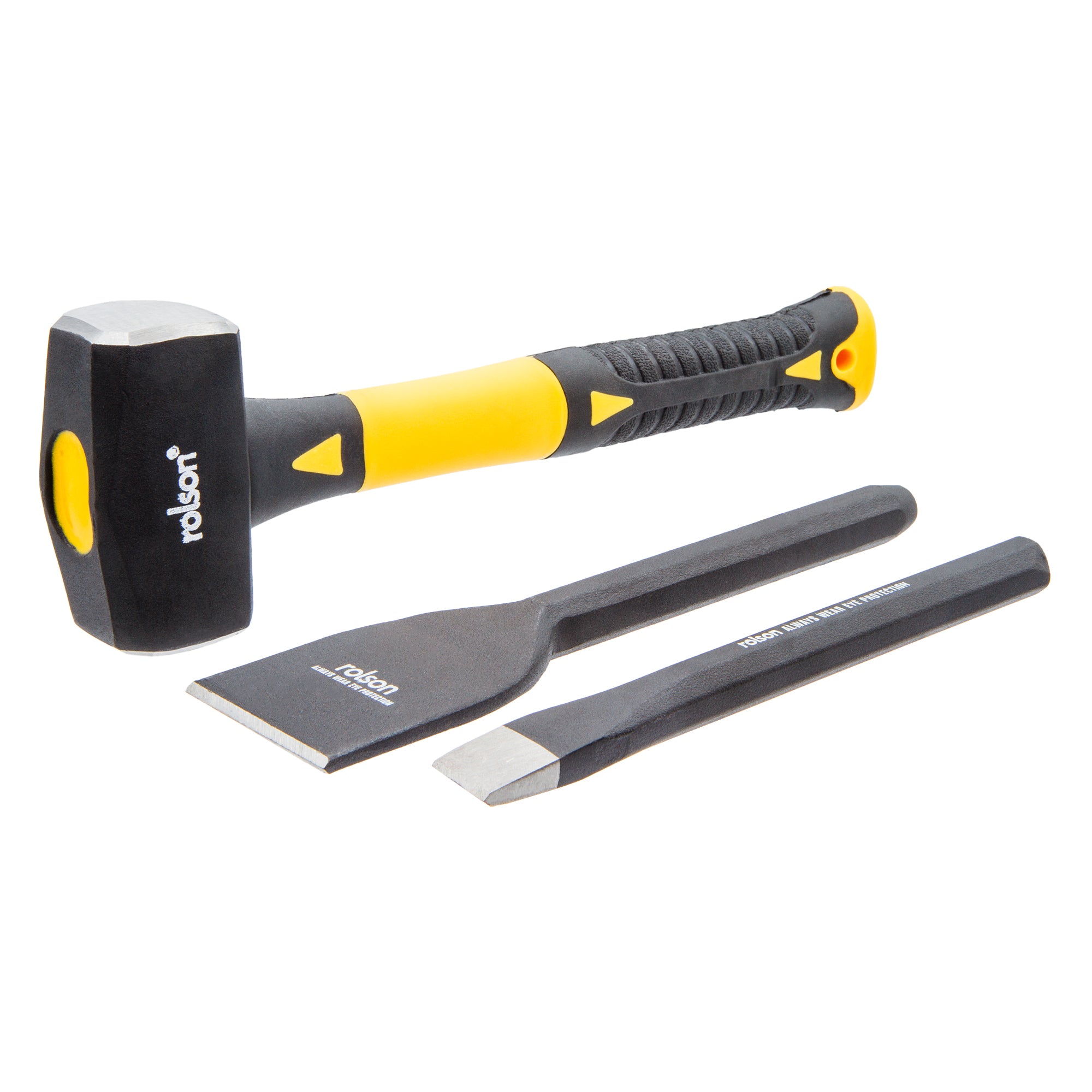 3 Piece Club Hammer, Bolster & Chisel Set