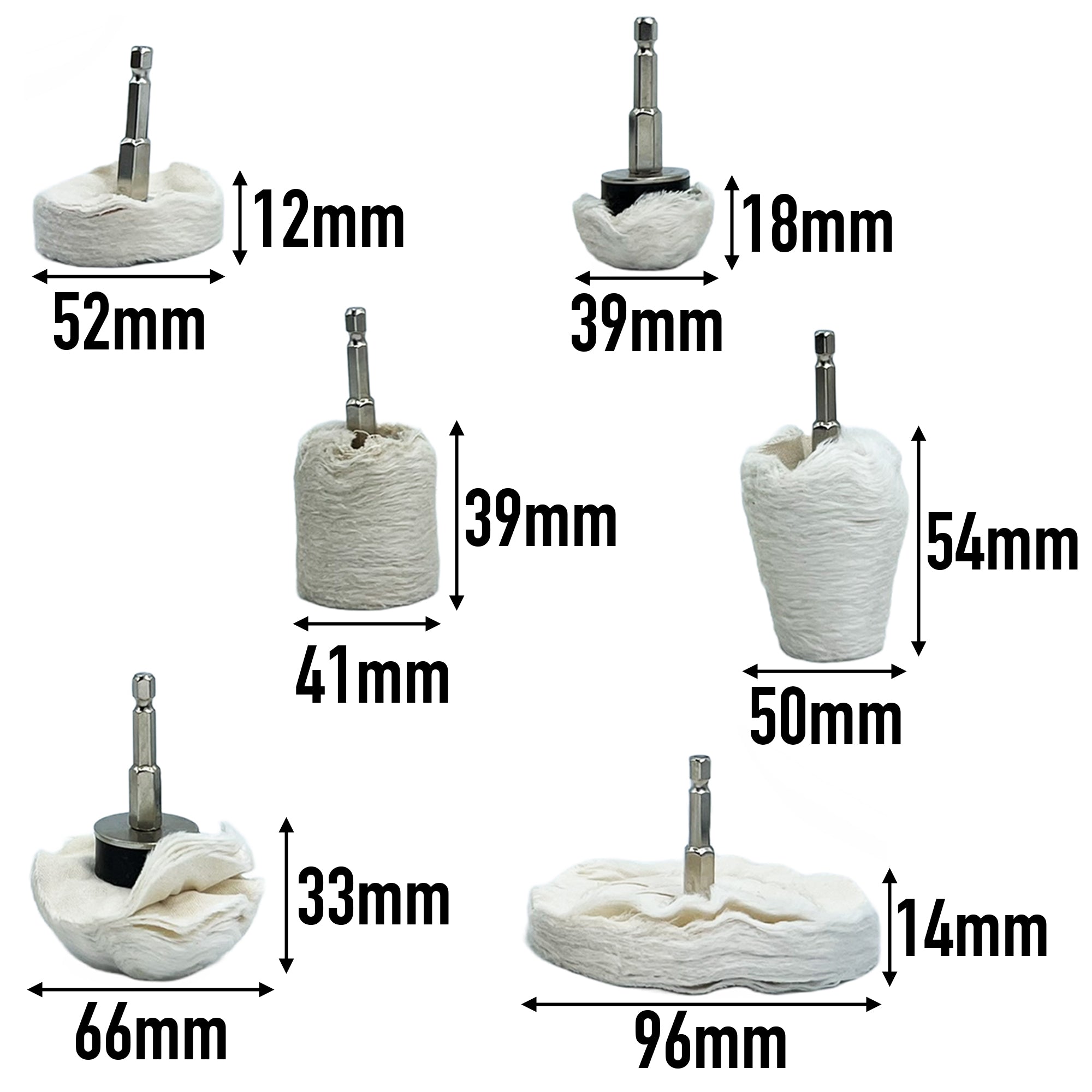 6 Piece ¼" Hex Shank Polishing & Buffing Pads