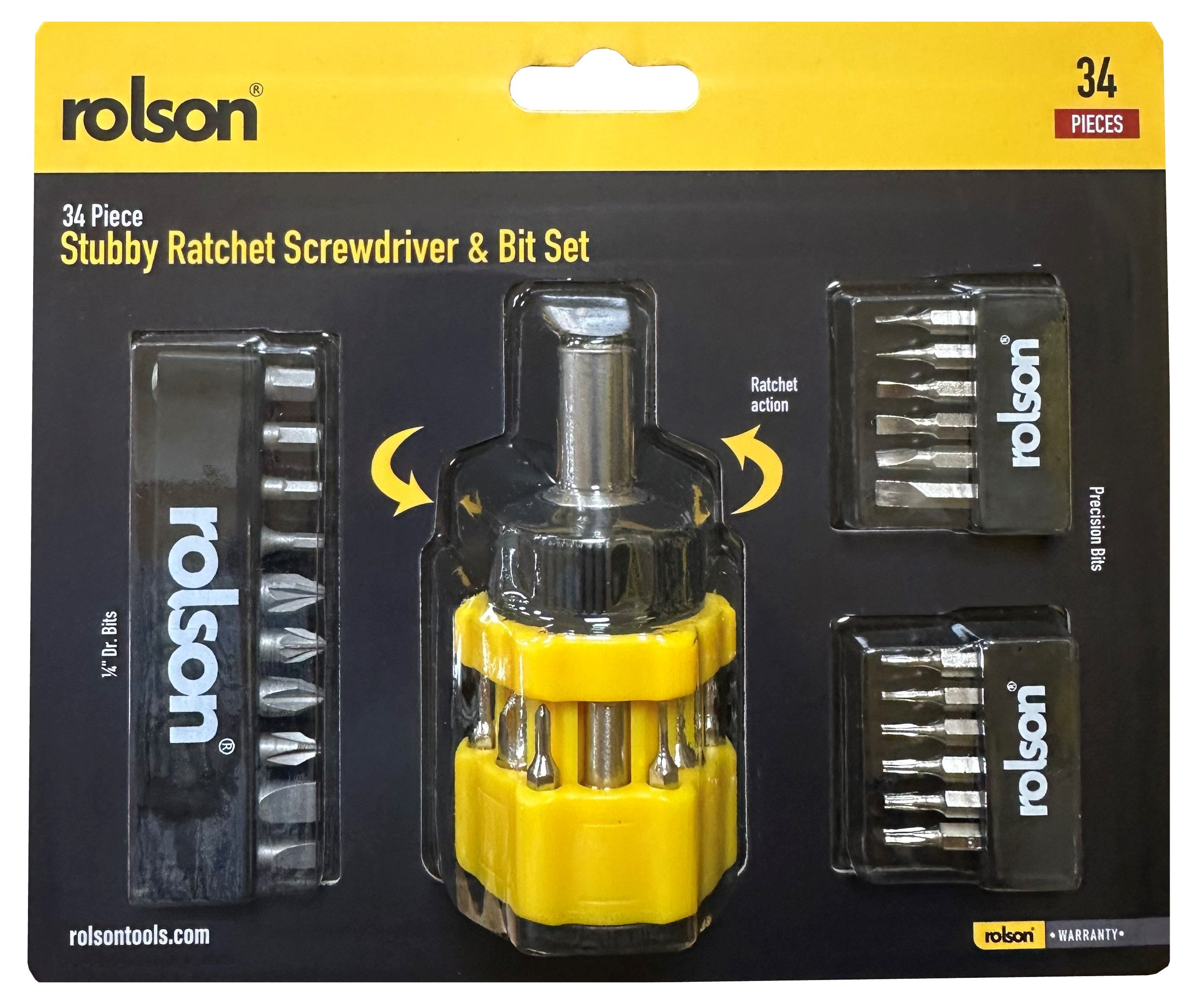 34 Piece Stubby Ratchet Screwdriver & Bit Set