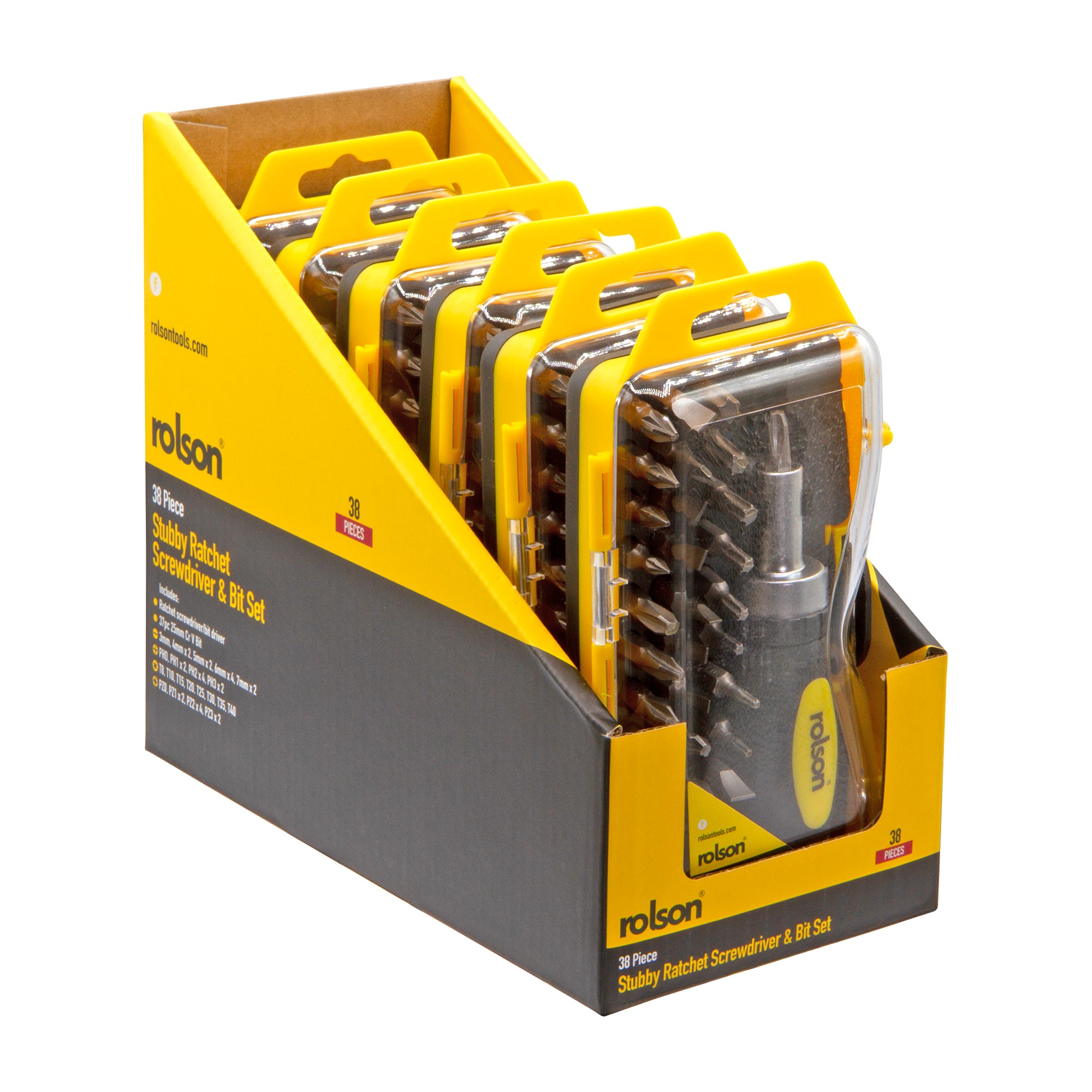 38 Piece Stubby Ratchet Screwdriver & Bit Set
