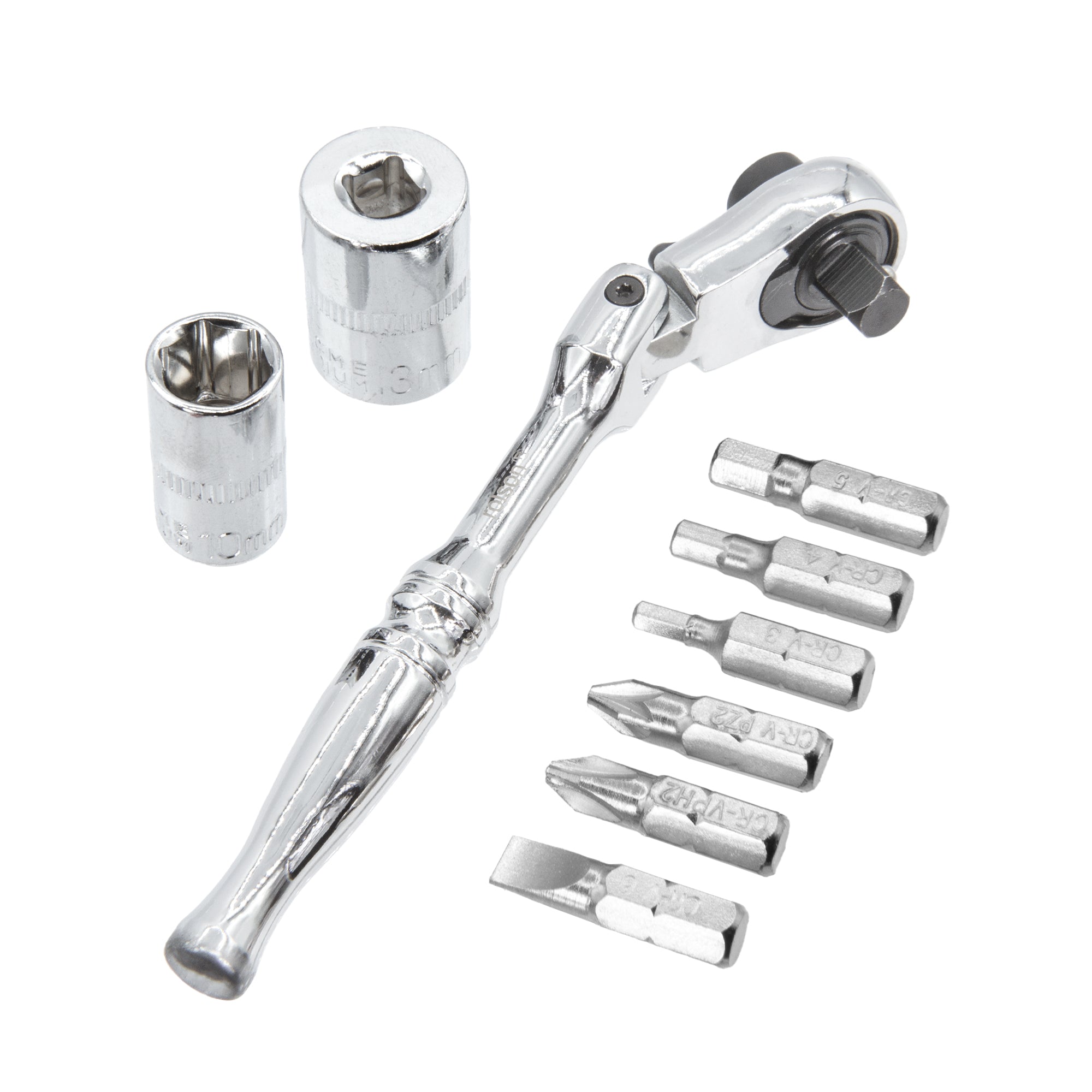 2-in-1 ¼" Dr. Flexi Head Ratchet, Bit & amp Socket Holder