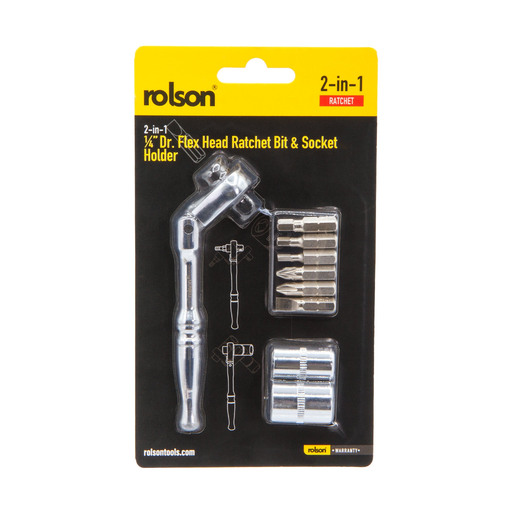 2-in-1 ¼" Dr. Flexi Head Ratchet, Bit & amp Socket Holder