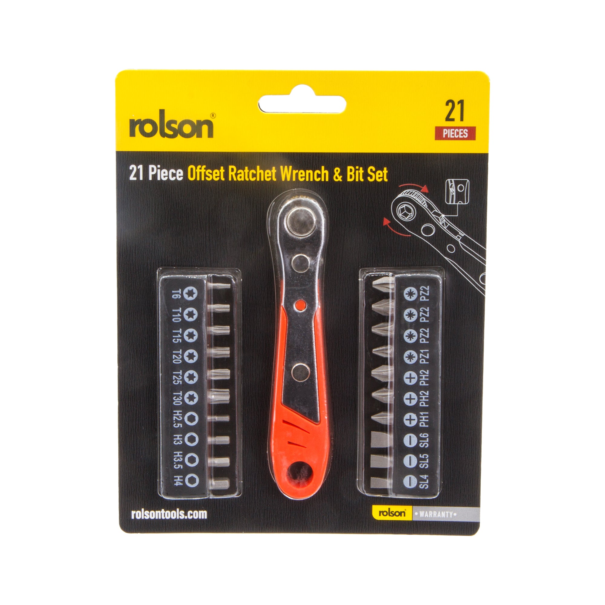 21 Piece ¼" Dr Offset Ratchet Wrench & Bit Set