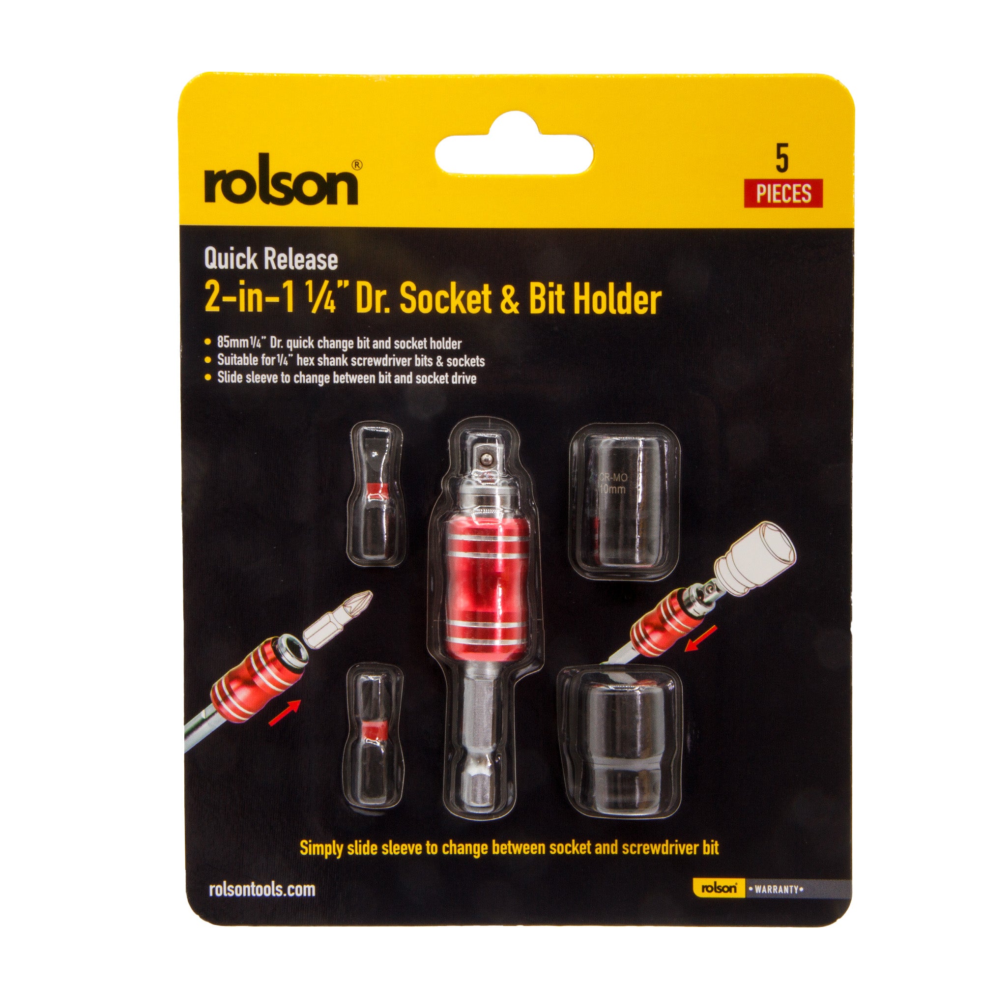 Quick Release 2-in-1 ¼" Dr. Bit & Socket Holder