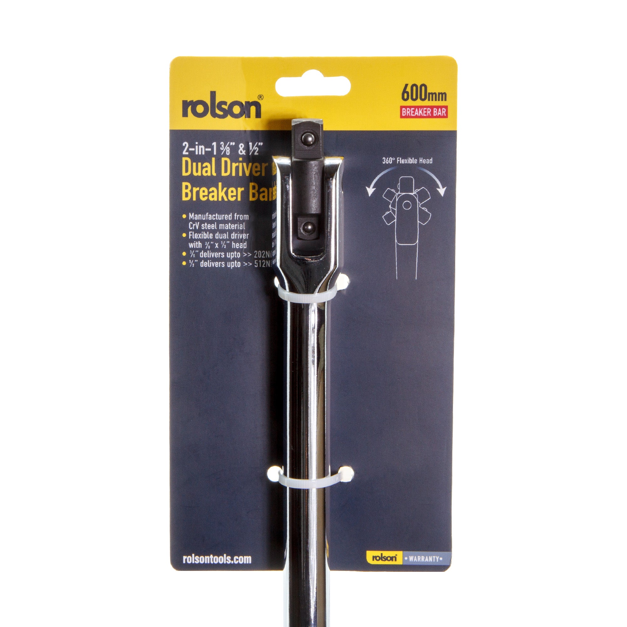 2-in-1 ⅜" x ½" 600mm Dual Dr. Breaker Bar