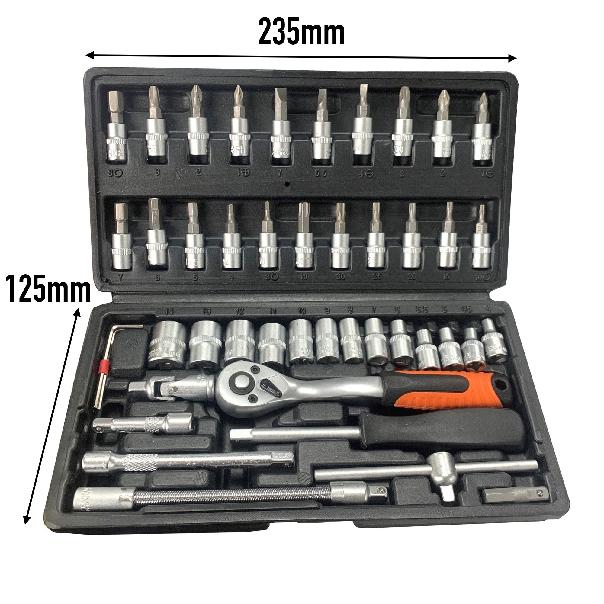 46 Piece ¼" Dr Metric CrV Socket & Bit Set