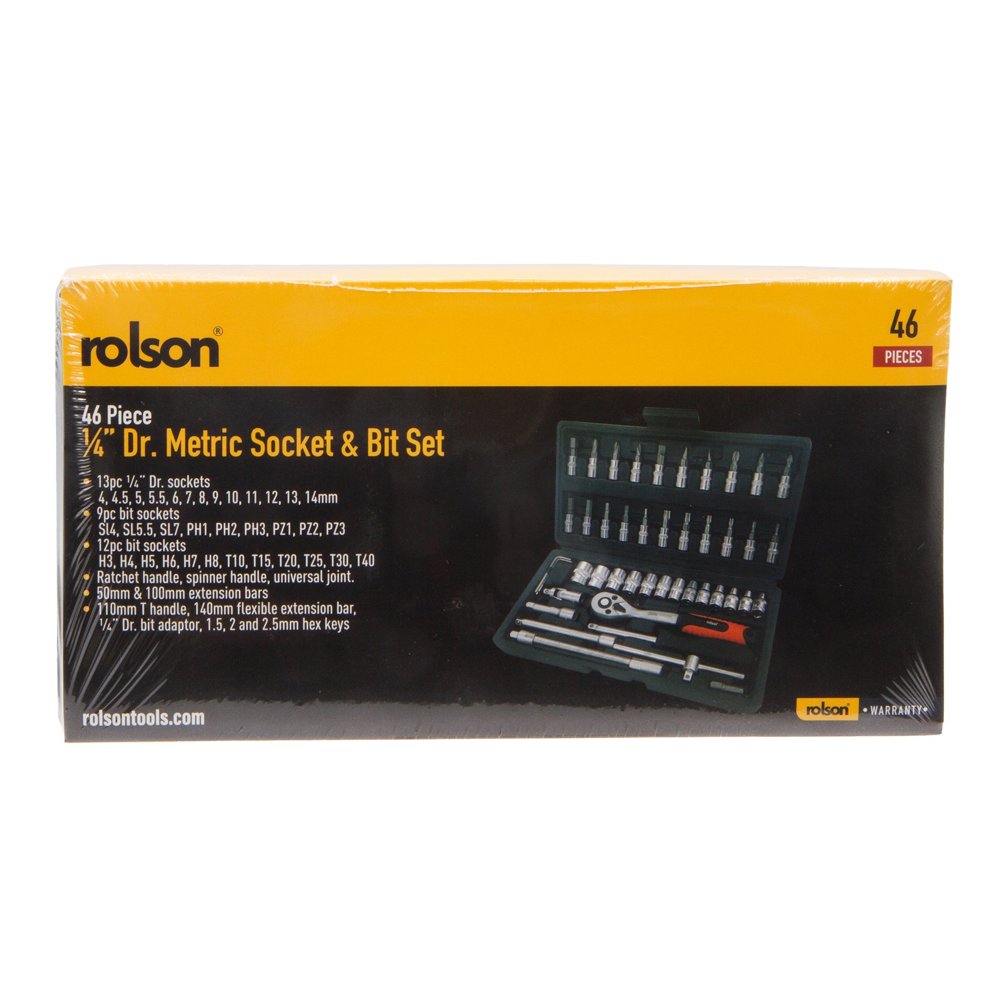 46 Piece ¼" Dr Metric CrV Socket & Bit Set