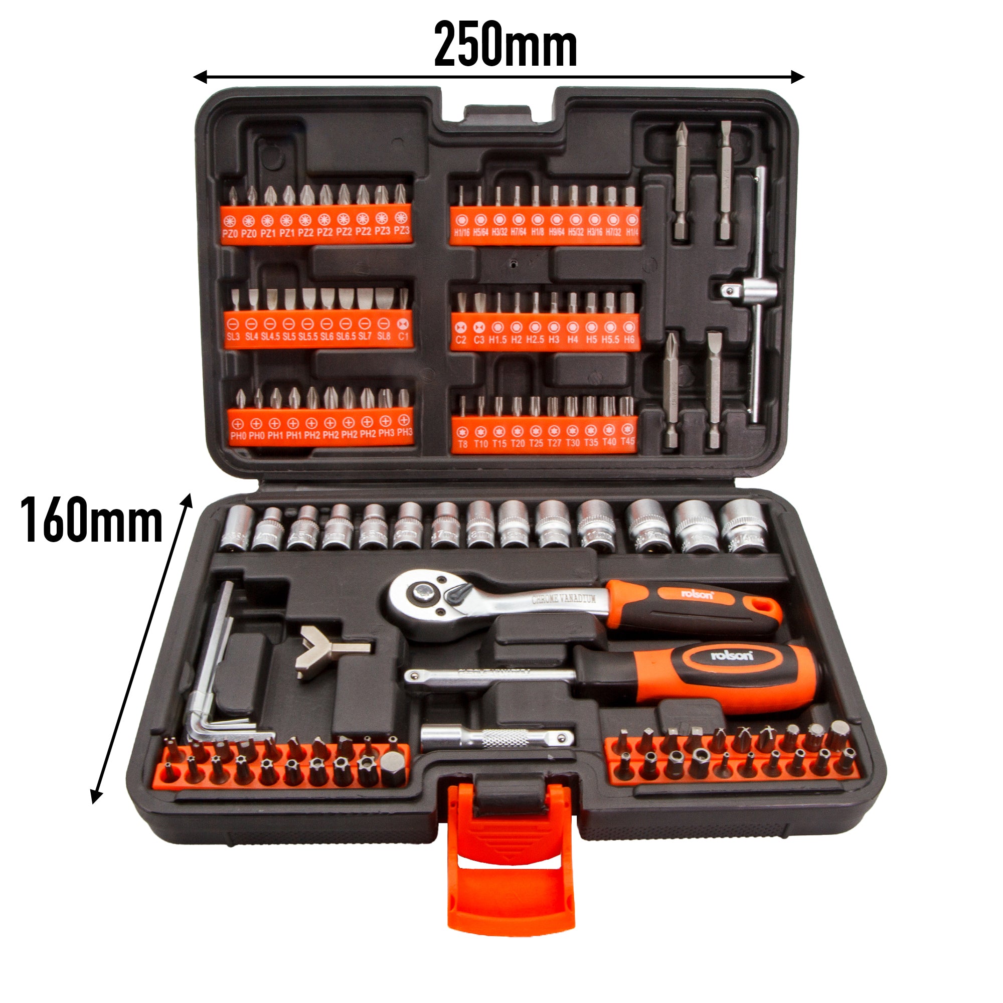 130 Piece ¼" Dr. Ratchet, Socket & Bit Set