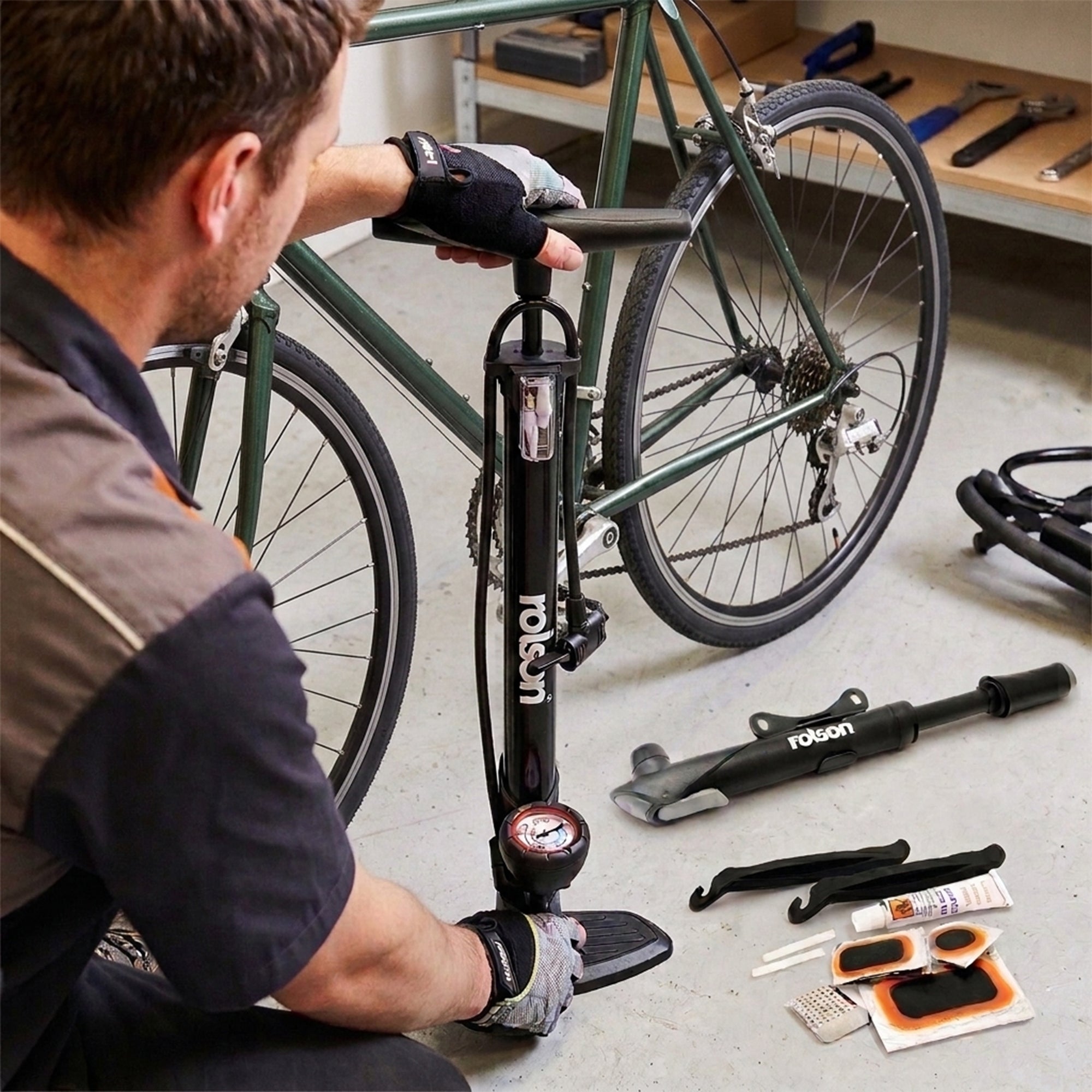 2 Piece Bicycle Pump & Repair Kit