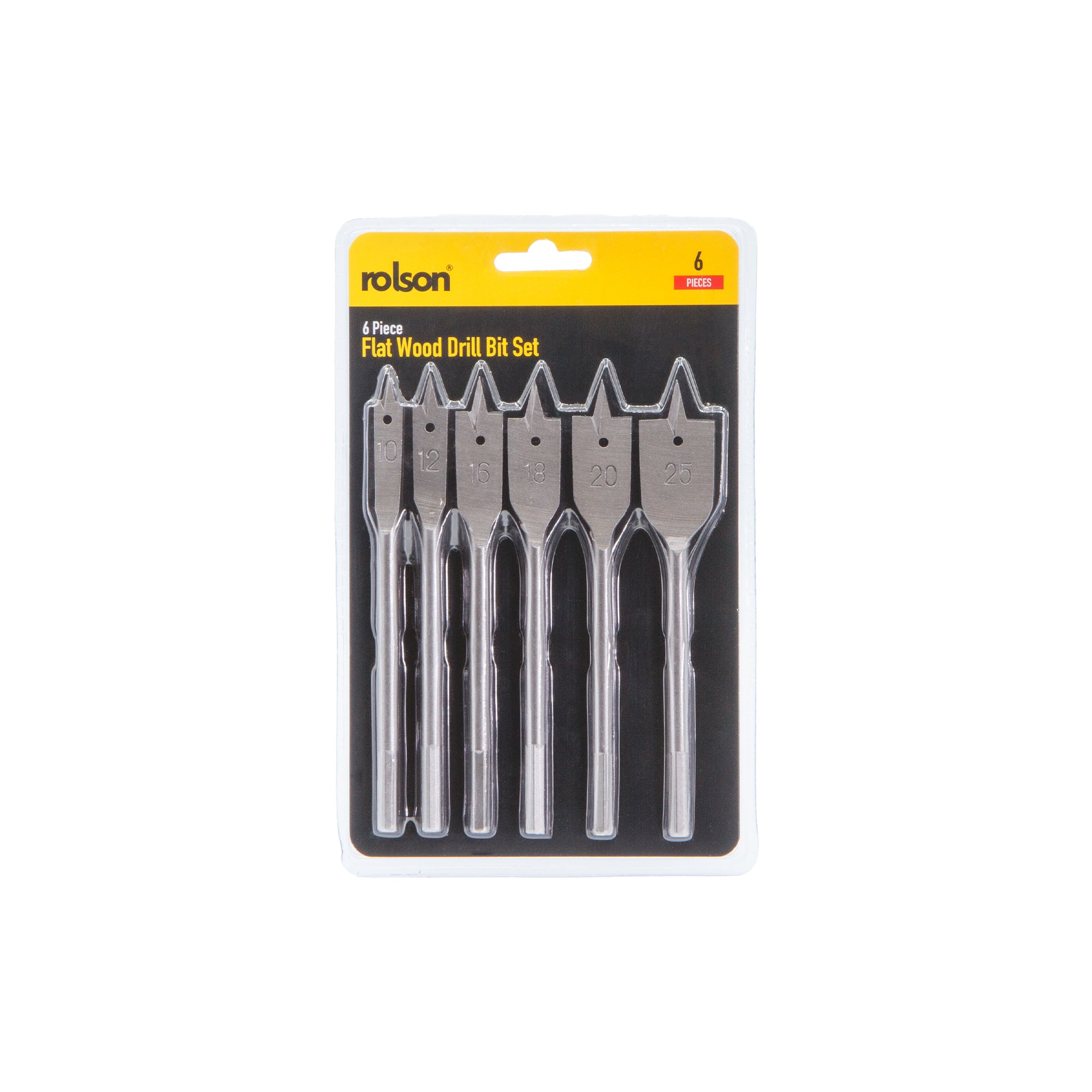 6 Piece Flat Wood Drill Bit Set