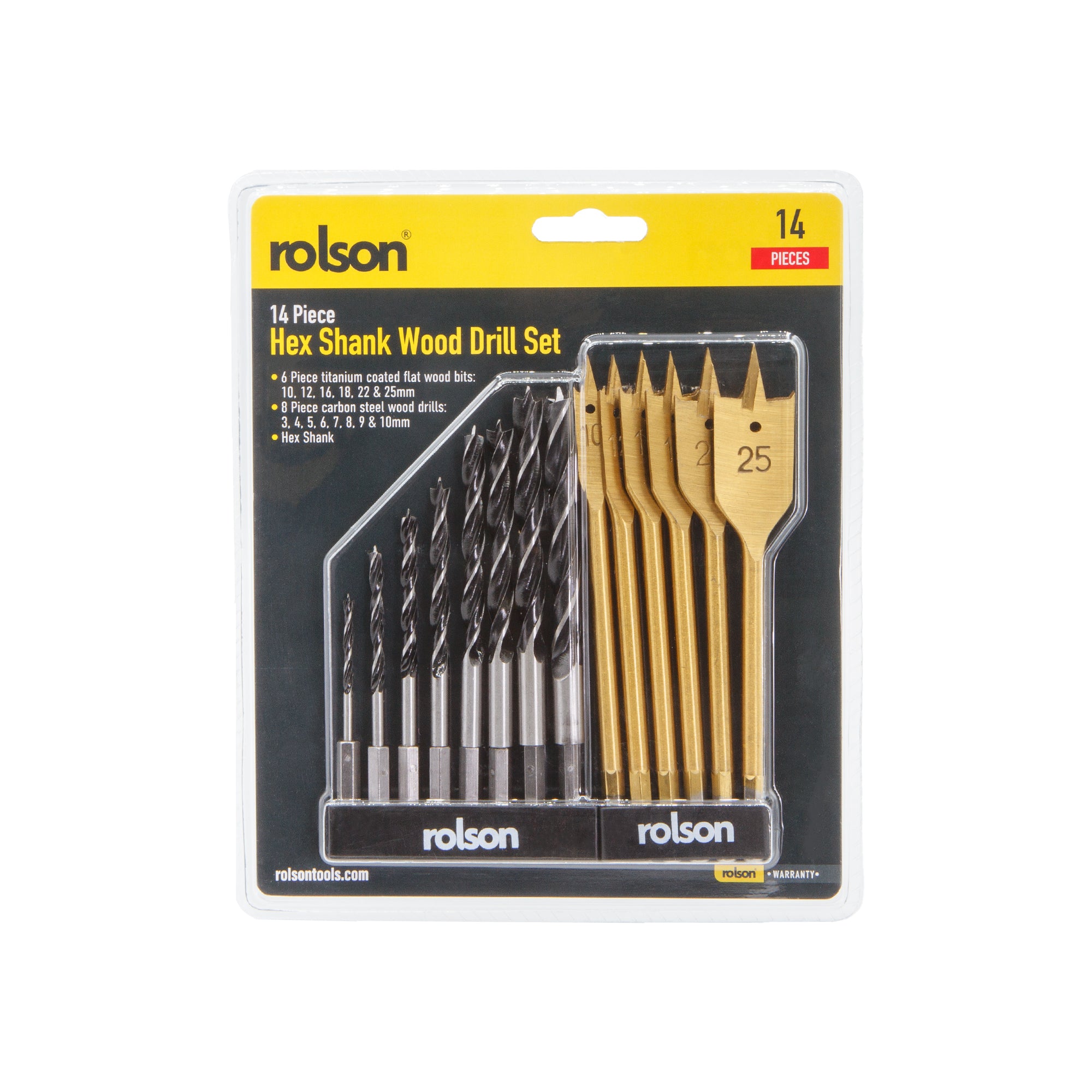 14 Piece Hex Shank Wood Drill Bit Set