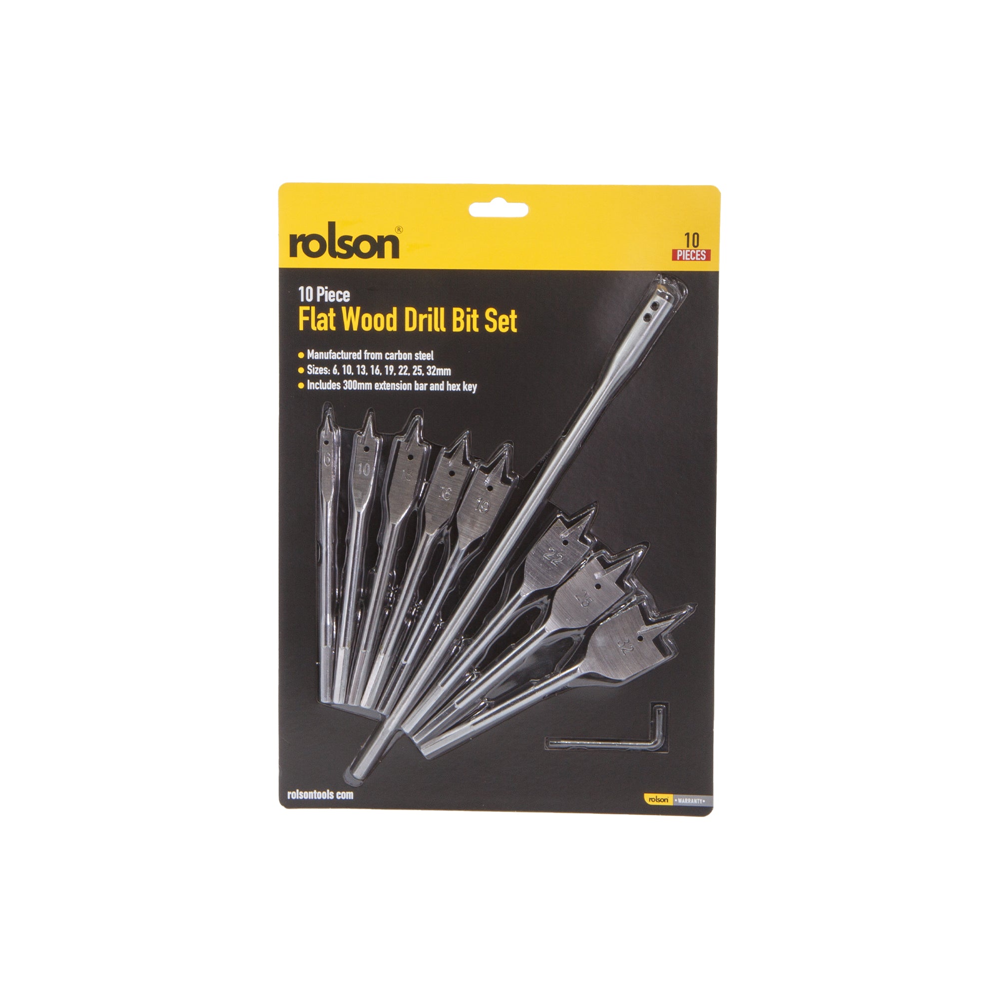 10 Piece Flat Wood Bit Set