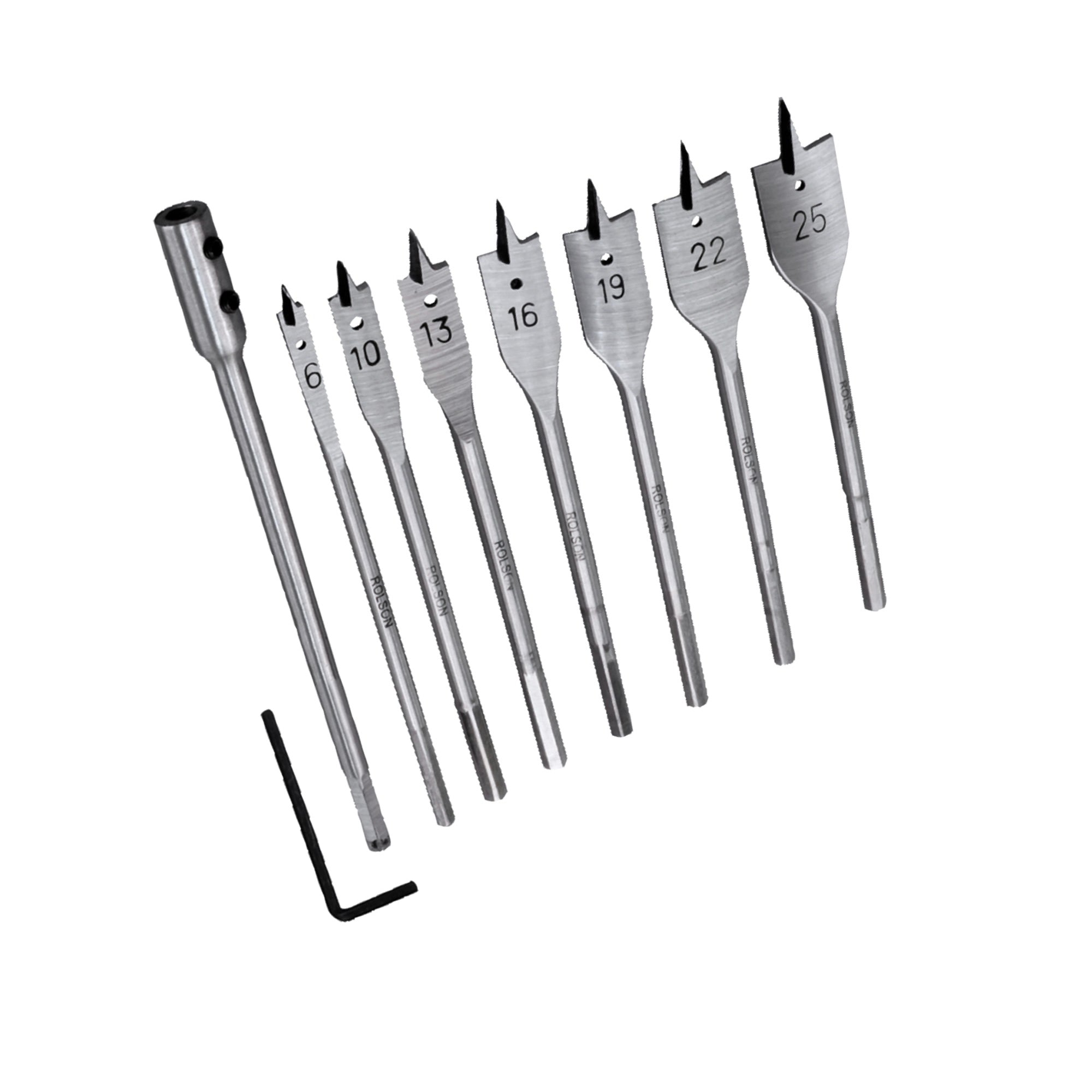 9 Piece Flat Wood Drill Bit Set
