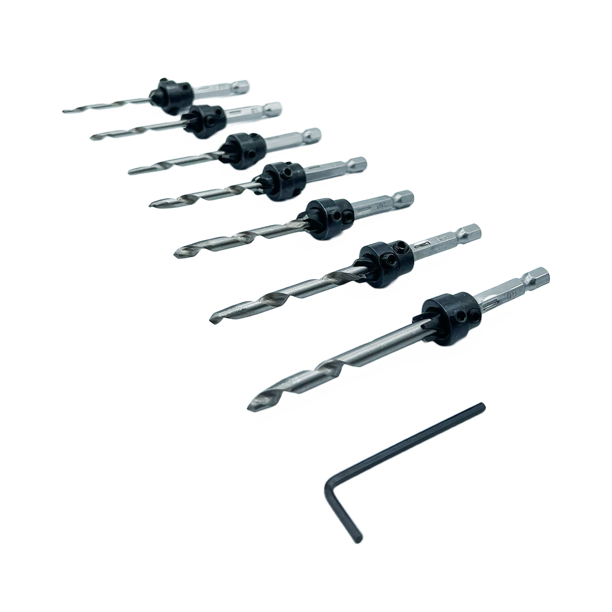 7 Piece Hex Shank Countersink Drill Bit Set