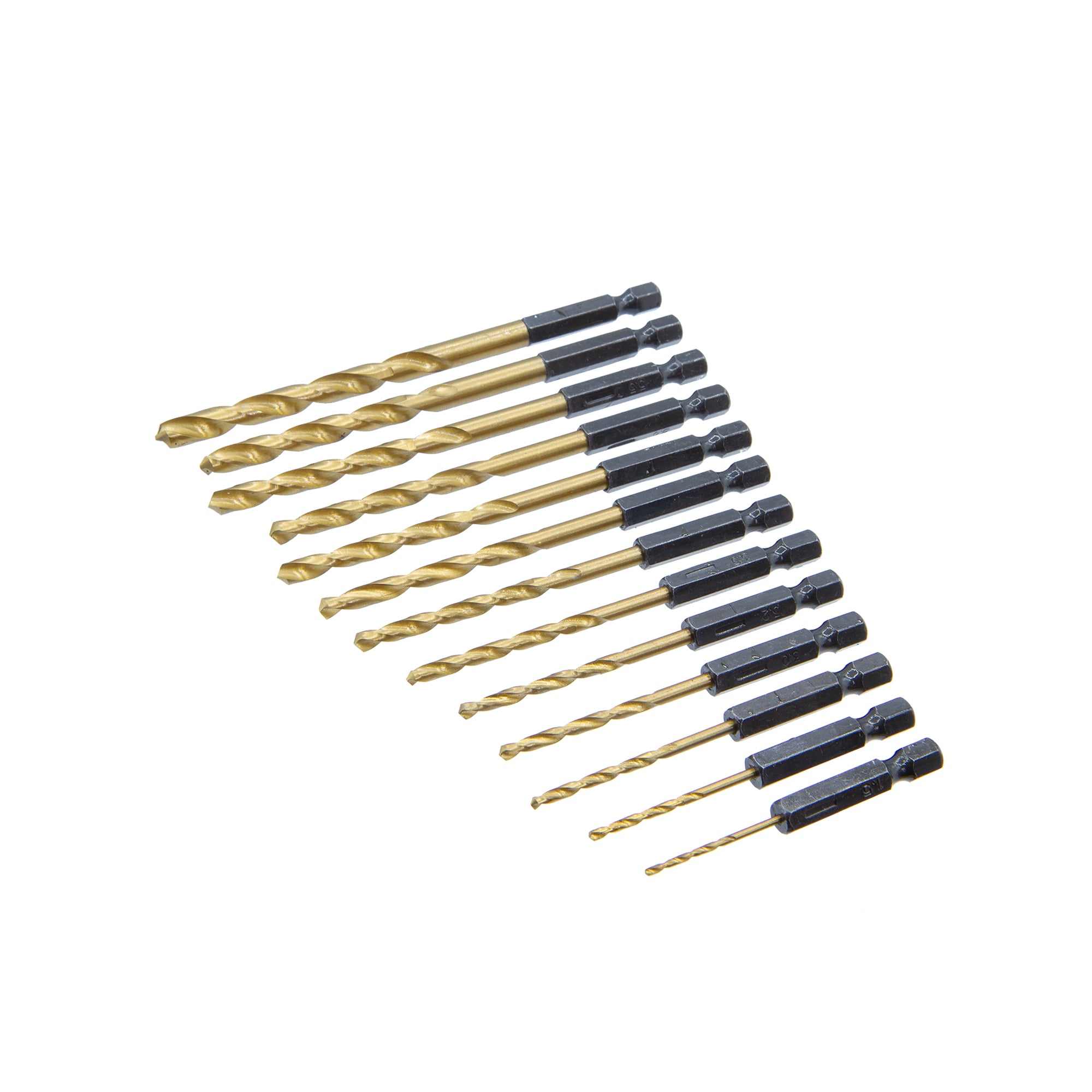 13 Piece ¼" Hex Shank Titanium Coated HSS Drill Bit Set