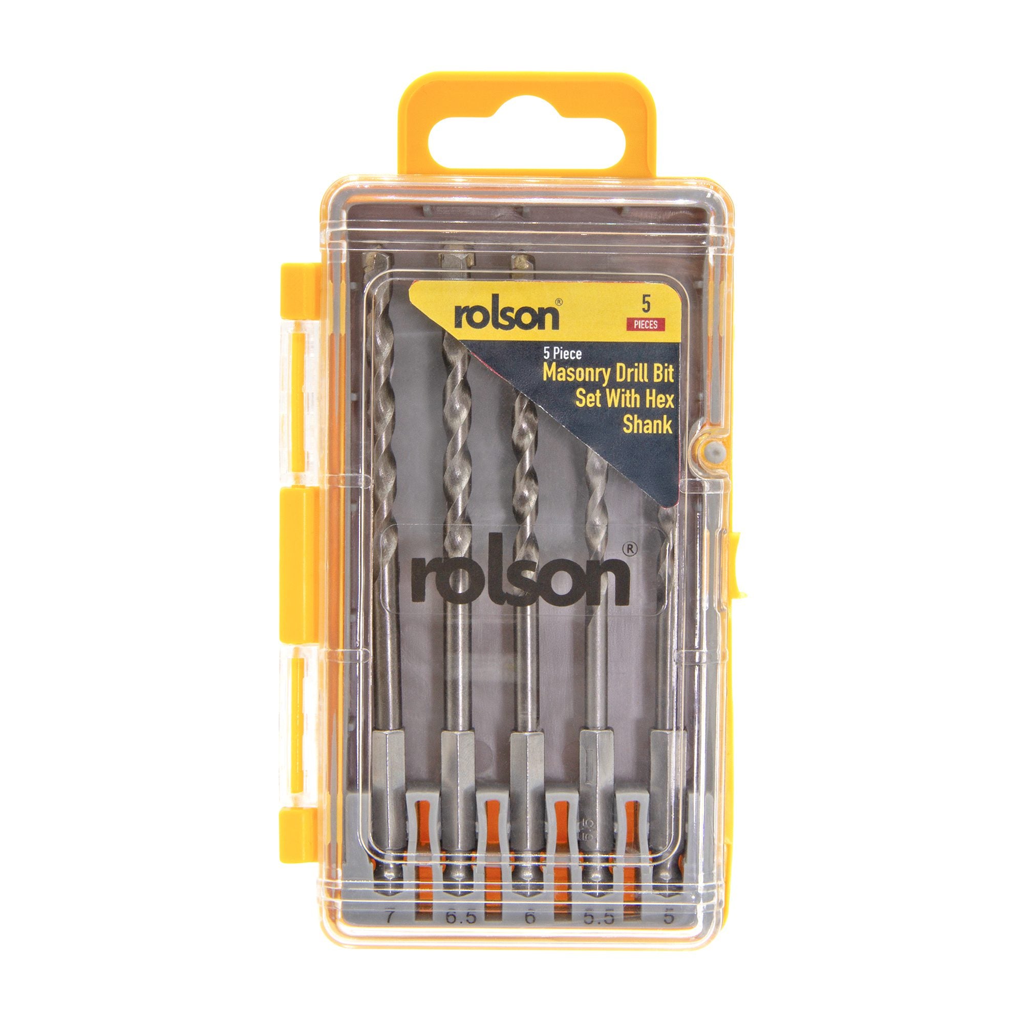 5 Piece Masonry ¼" Hex Shank Drill Bit Set - (48663) case