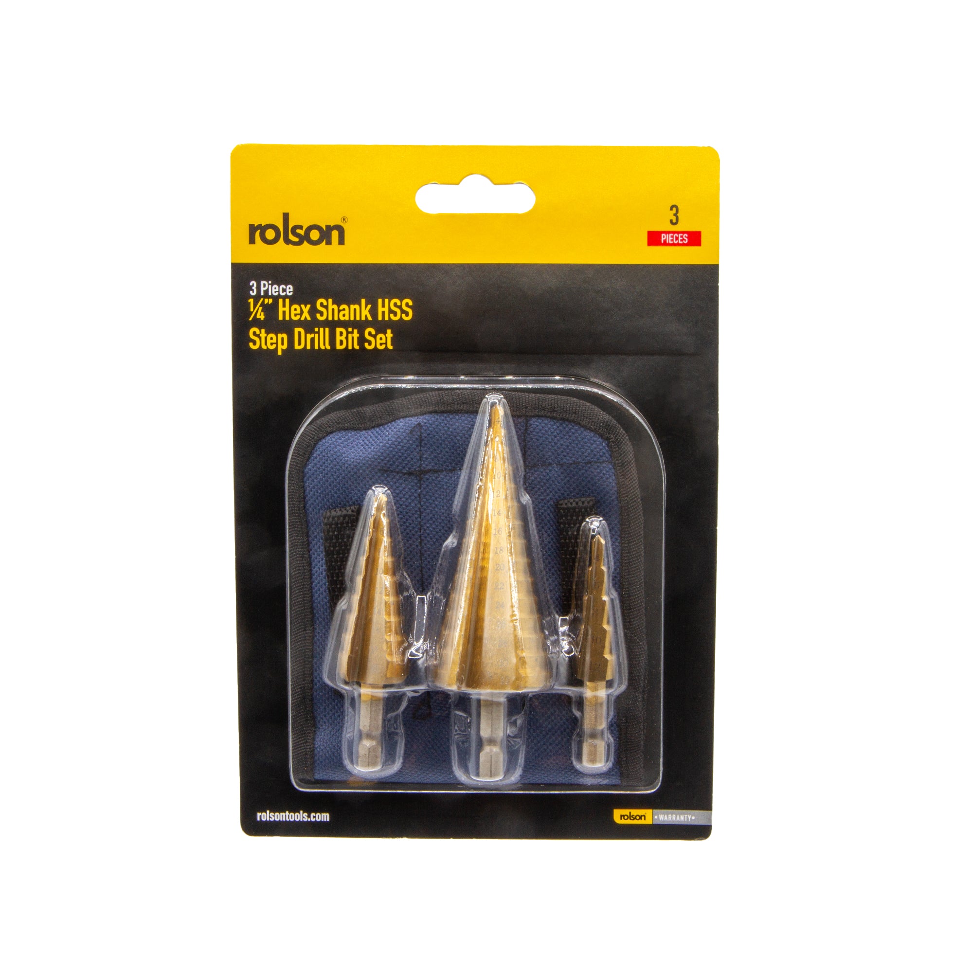 3 Piece ¼" Hex Shank Titanium Step Drill Set