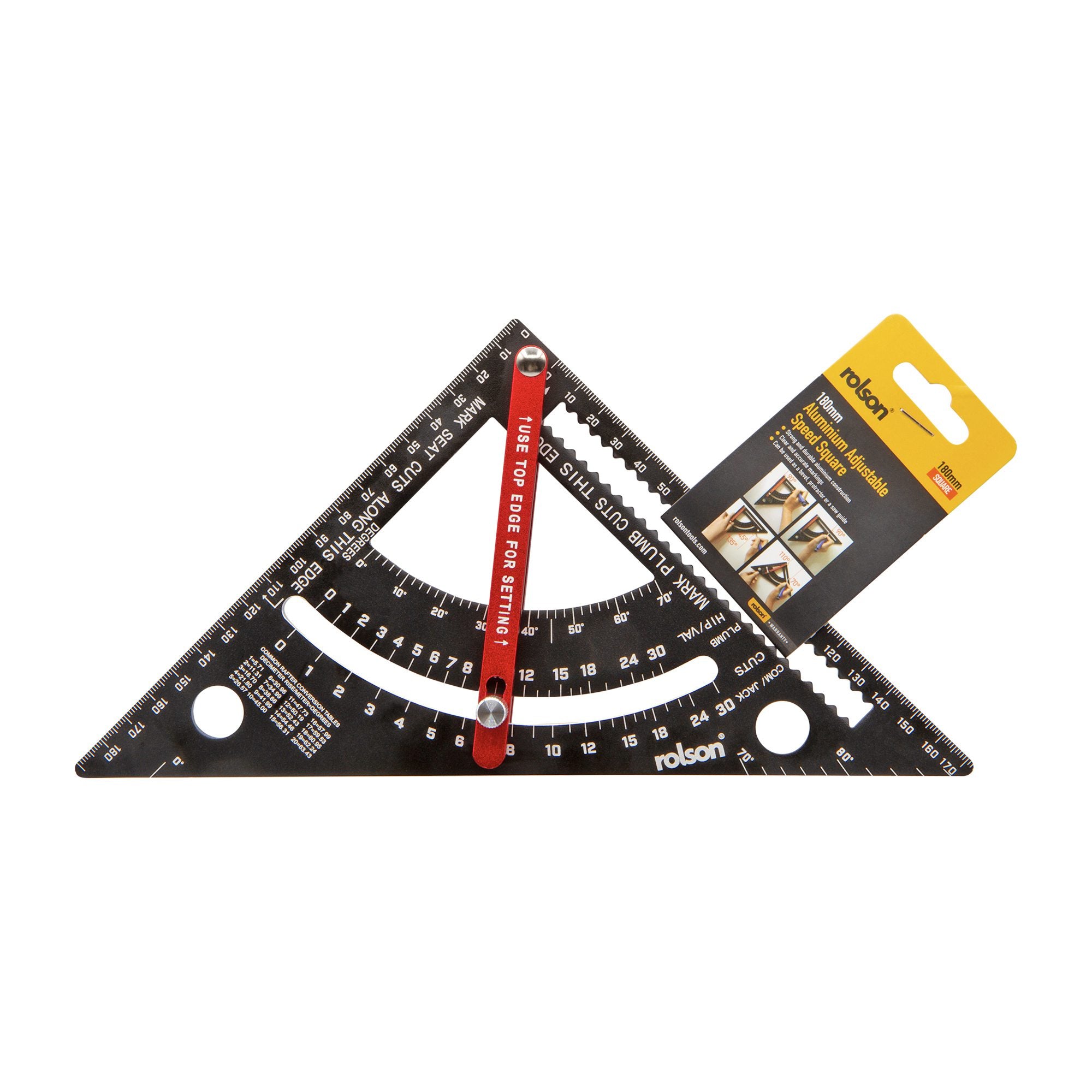 180mm Aluminium Adjustable Speed Square - (50856) pack