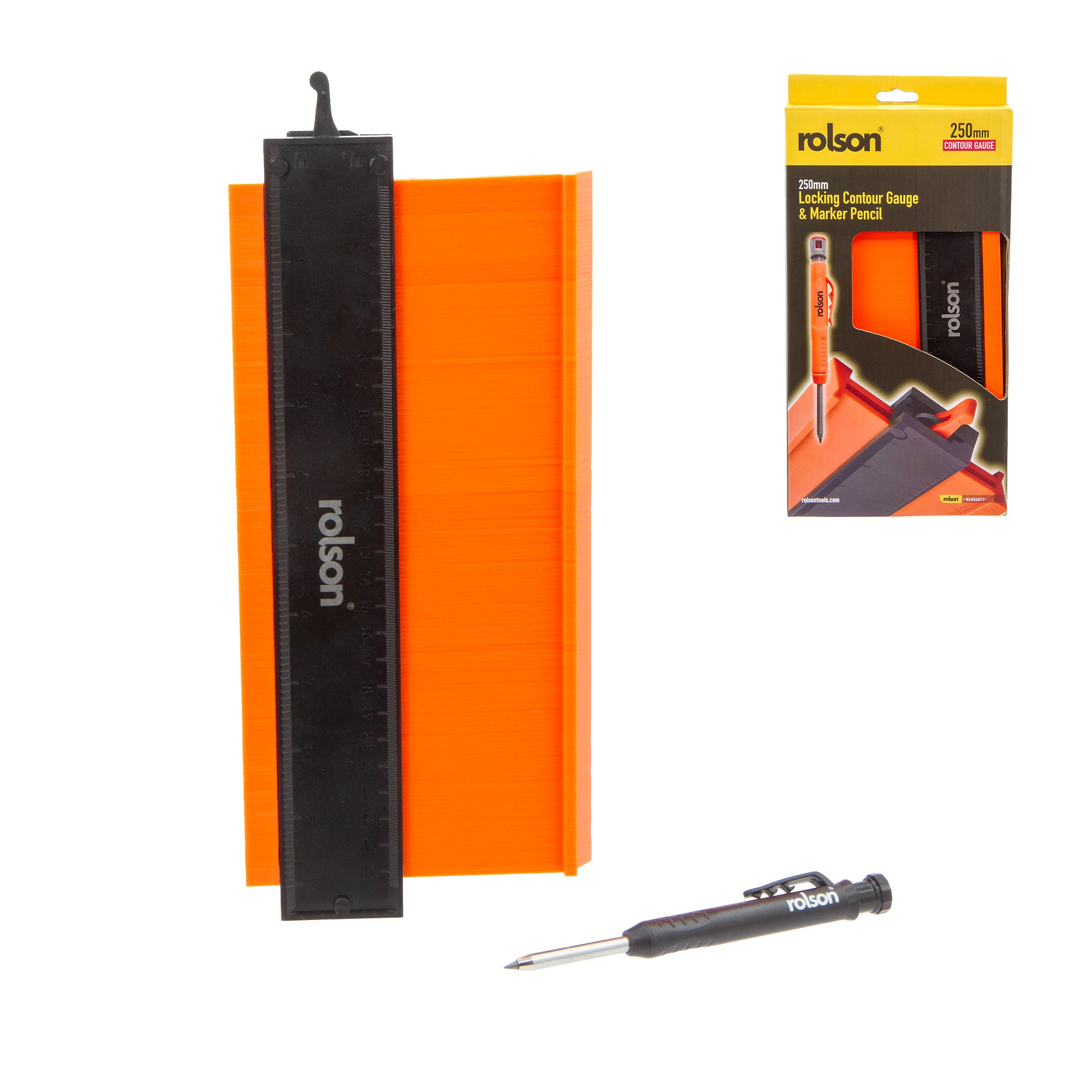 250mm Locking Contour Gauge & Deep Hole Marker Pencil
