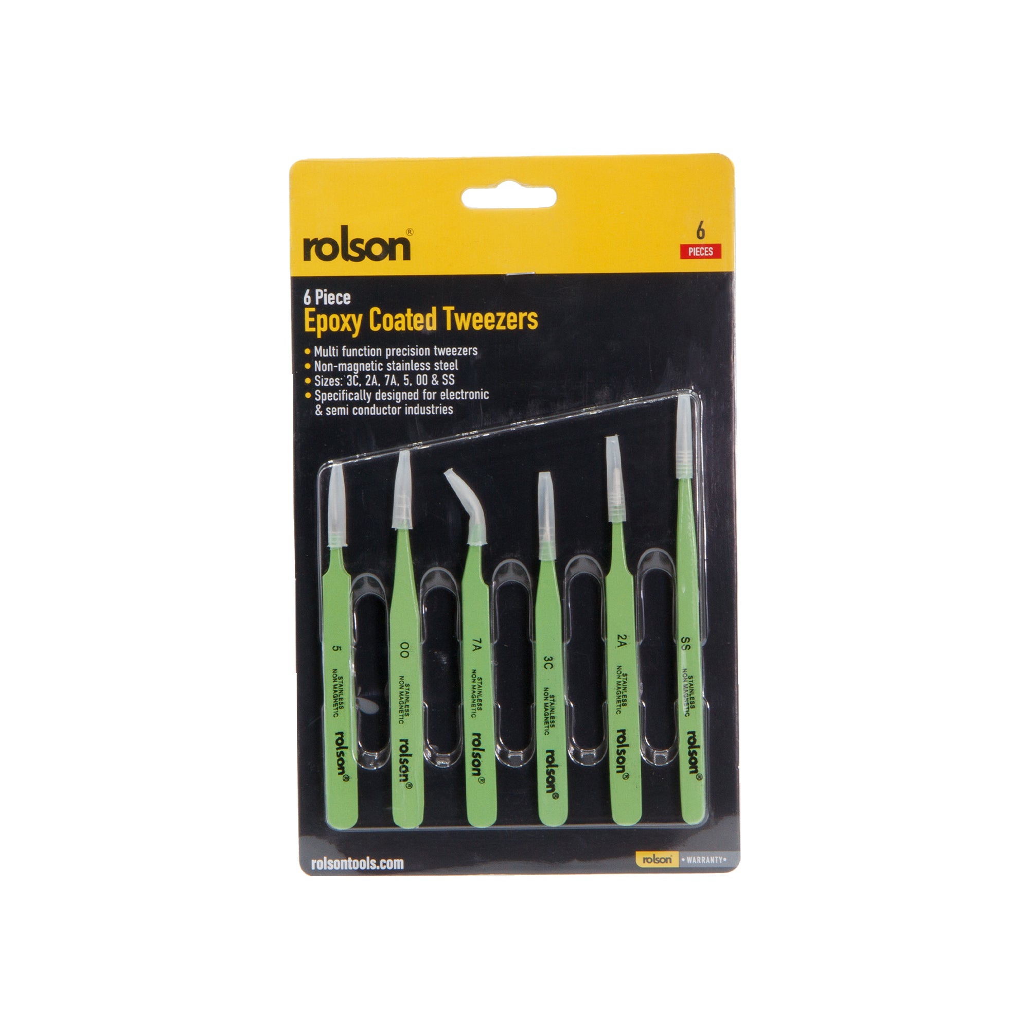 6 Piece Epoxy Coated Tweezers
