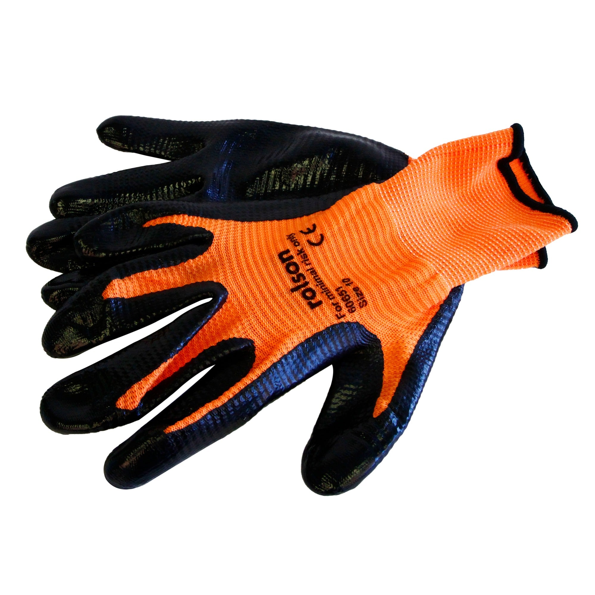 Textured Nitrile Coated Gloves Orange/Black