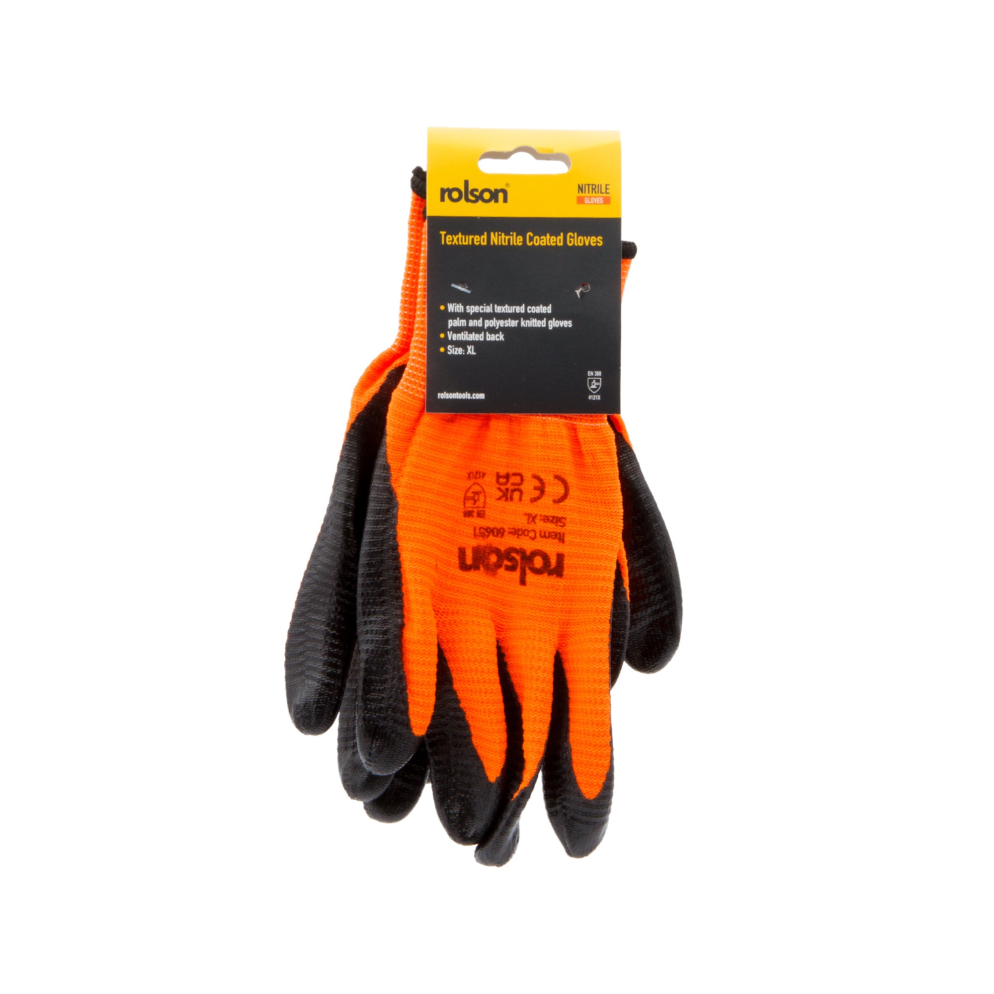 Textured Nitrile Coated Gloves Orange/Black