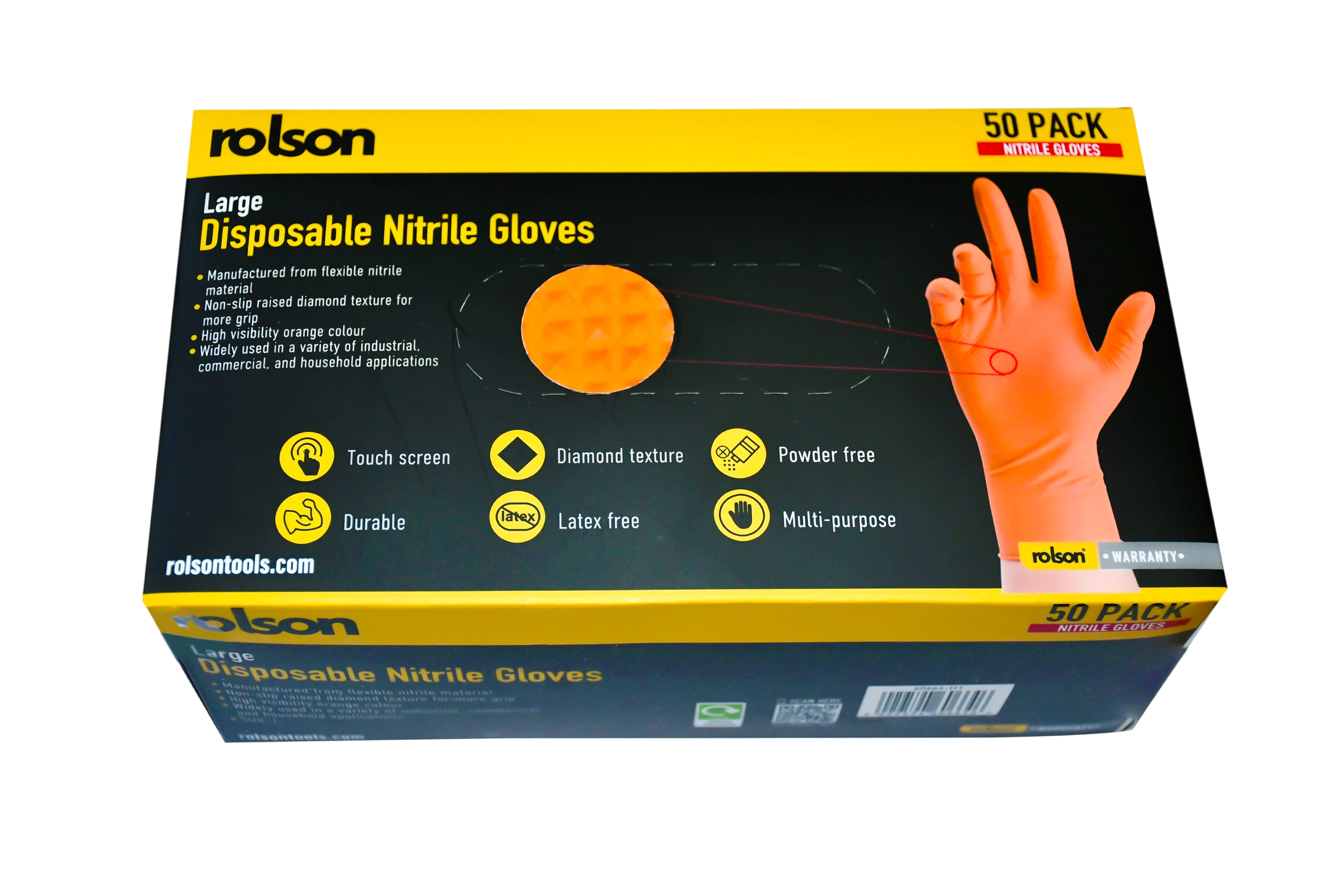 50 Pack Large Disposable Nitrile Gloves