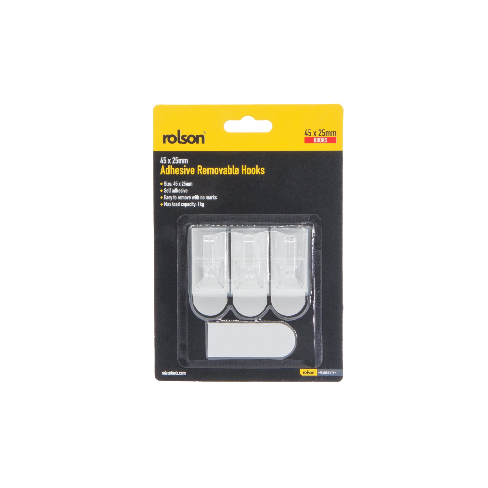 3 Piece Adhesive Removable Hooks 45 x 25mm