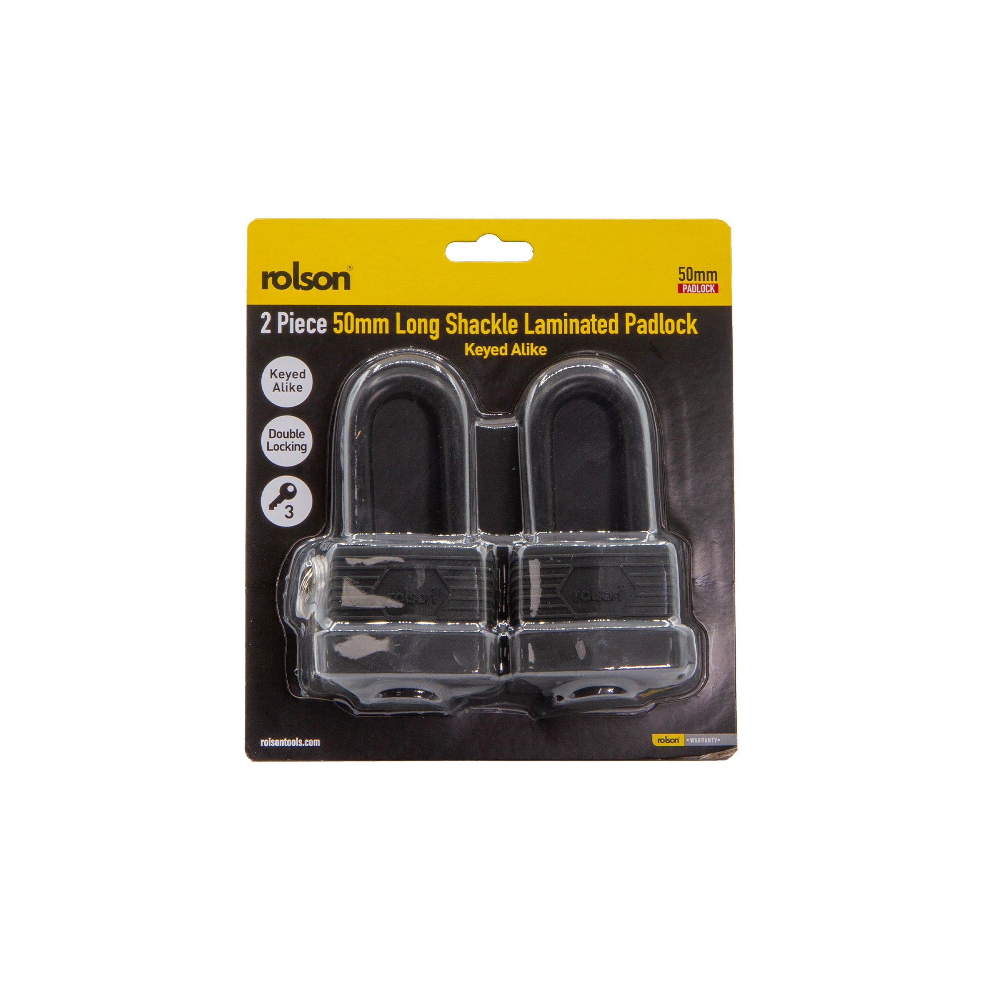 2 Piece 50mm Long Shackle Laminated Steel Padlock