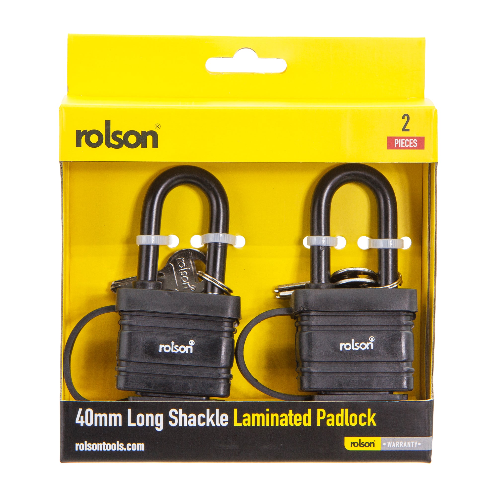 2 Piece 40mm Long Shackle Laminated Steel Padlocks