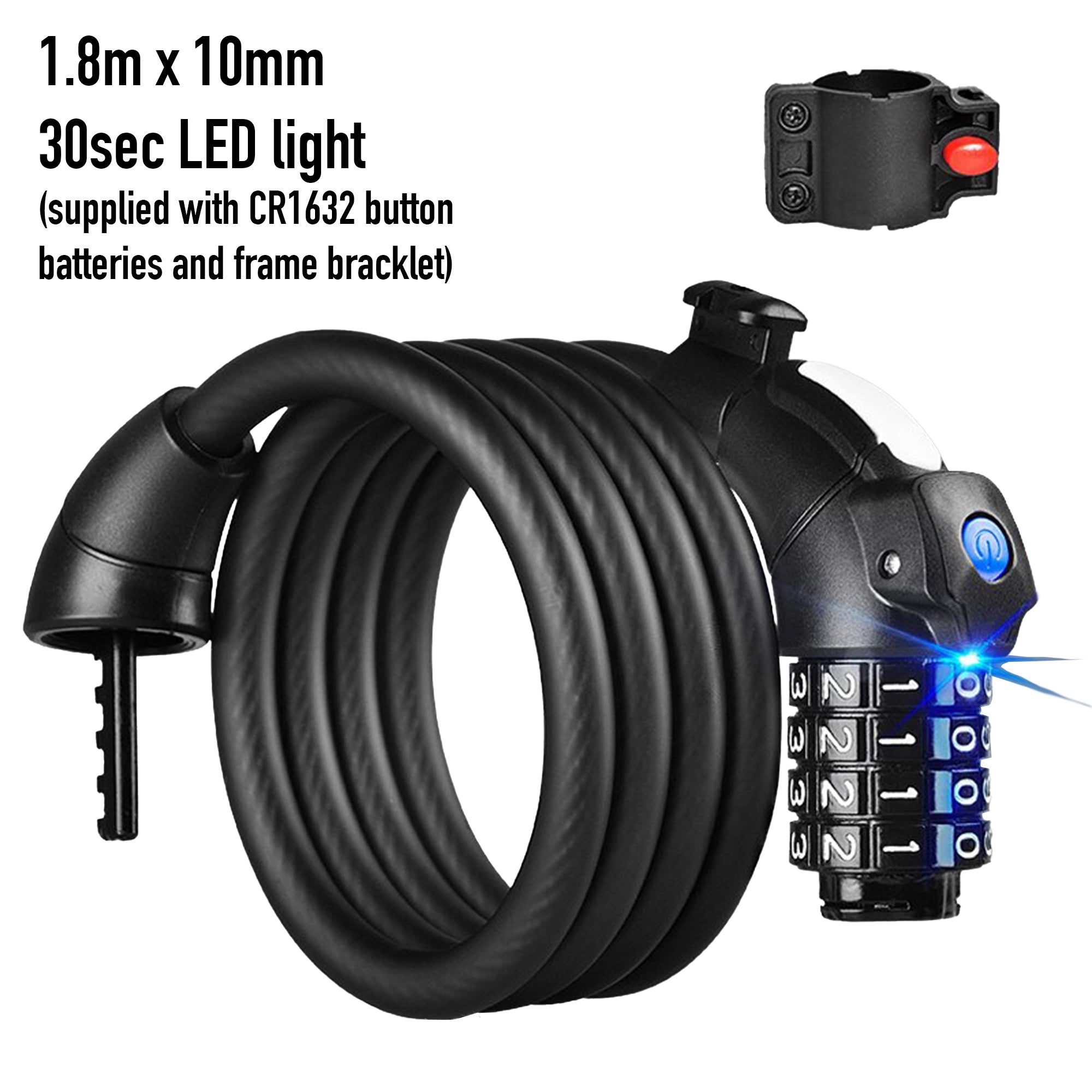 Combination Bike Lock with LED Light