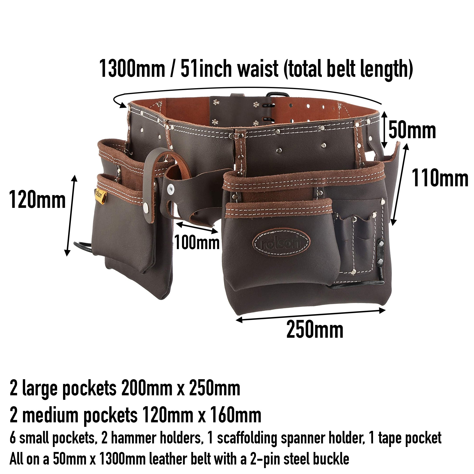 10 Pocket Professional Double Oil Tanned Leather Tool Pouch