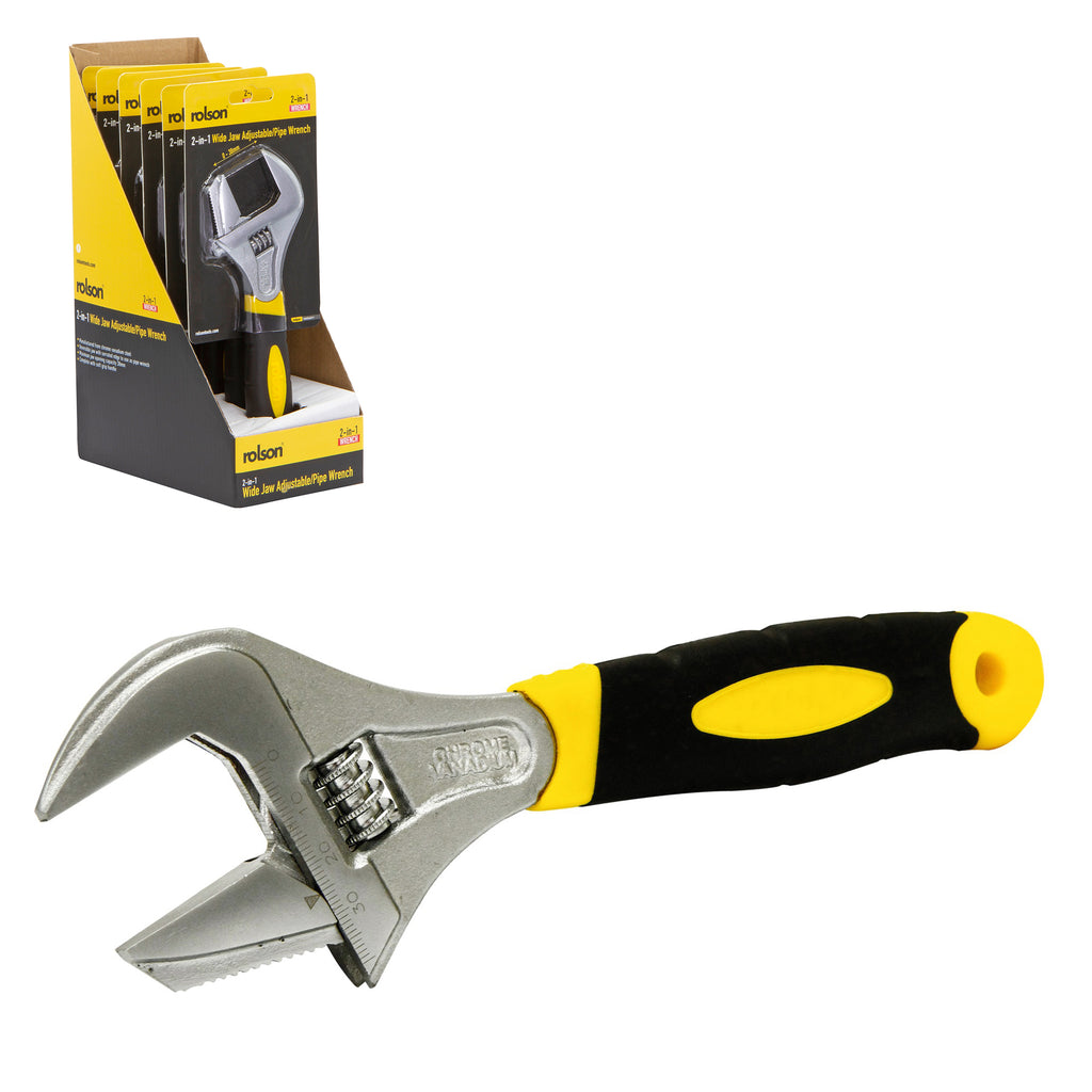 200mm 2-in-1 Extra Wide Opening Adjustable/Pipe Wrench