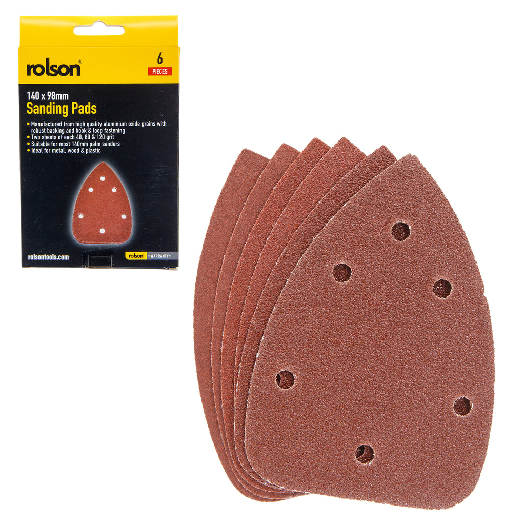 6 Piece 140 x 98mm Sanding Pads