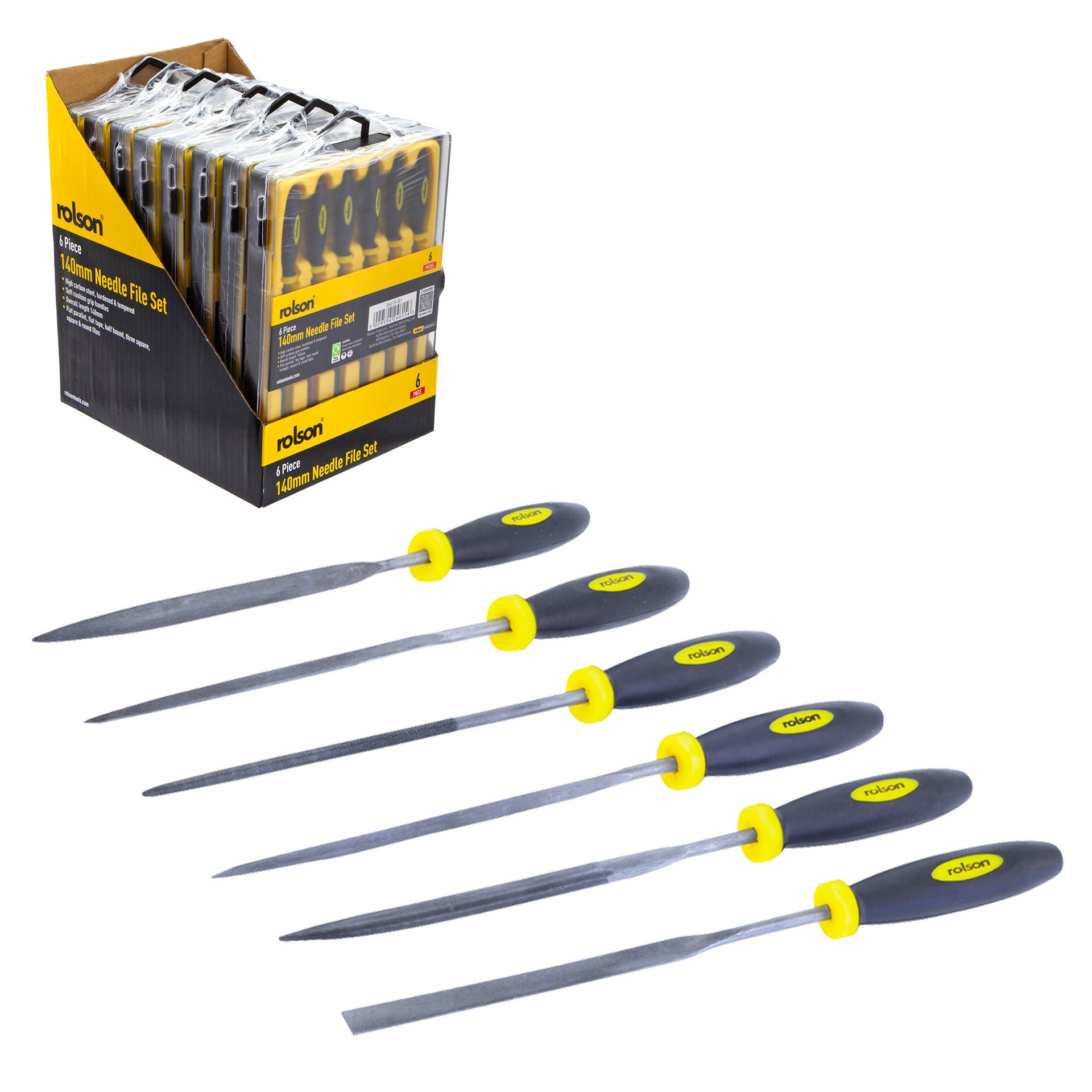 CK CEKA 124P 6-Piece Needle File Set – 140mm Precision Files For Hobbyists & DIY, Flat, Square, Round, Half Round & More-605830