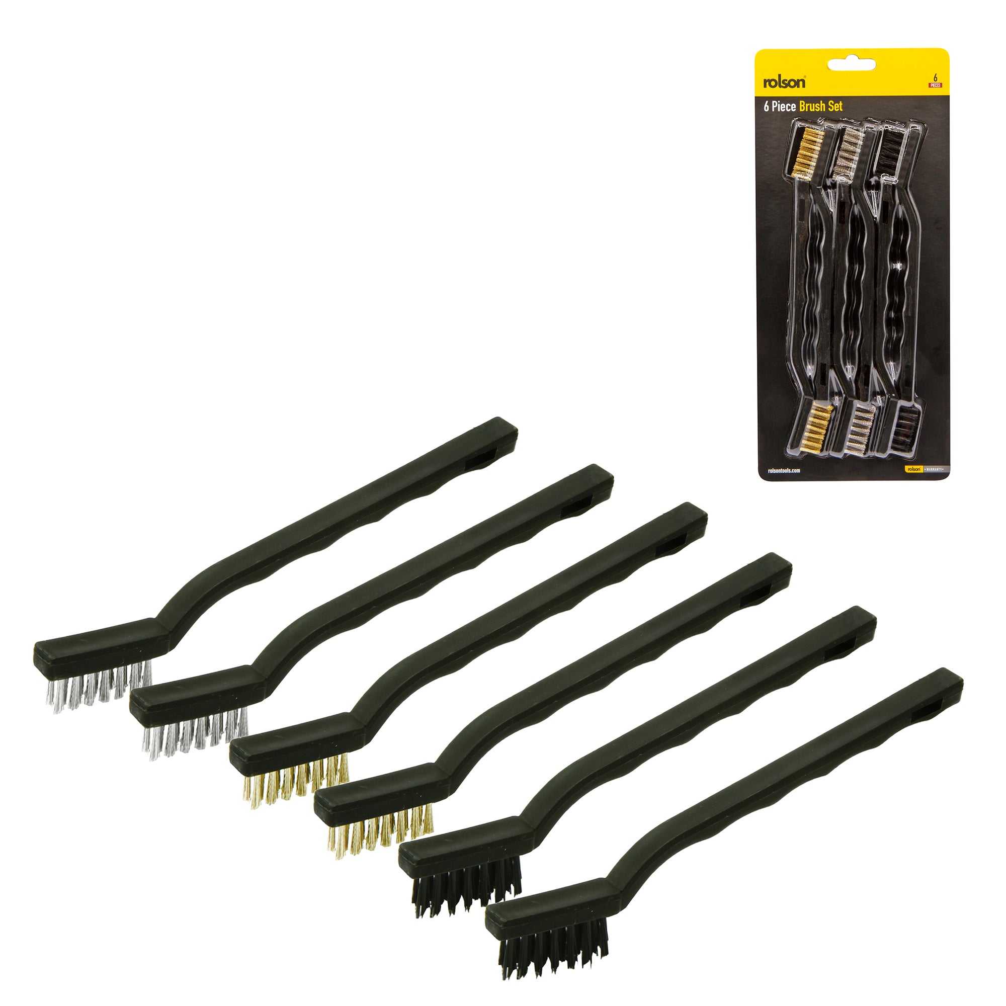 6 Piece 175mm Mini Wire Brush Set