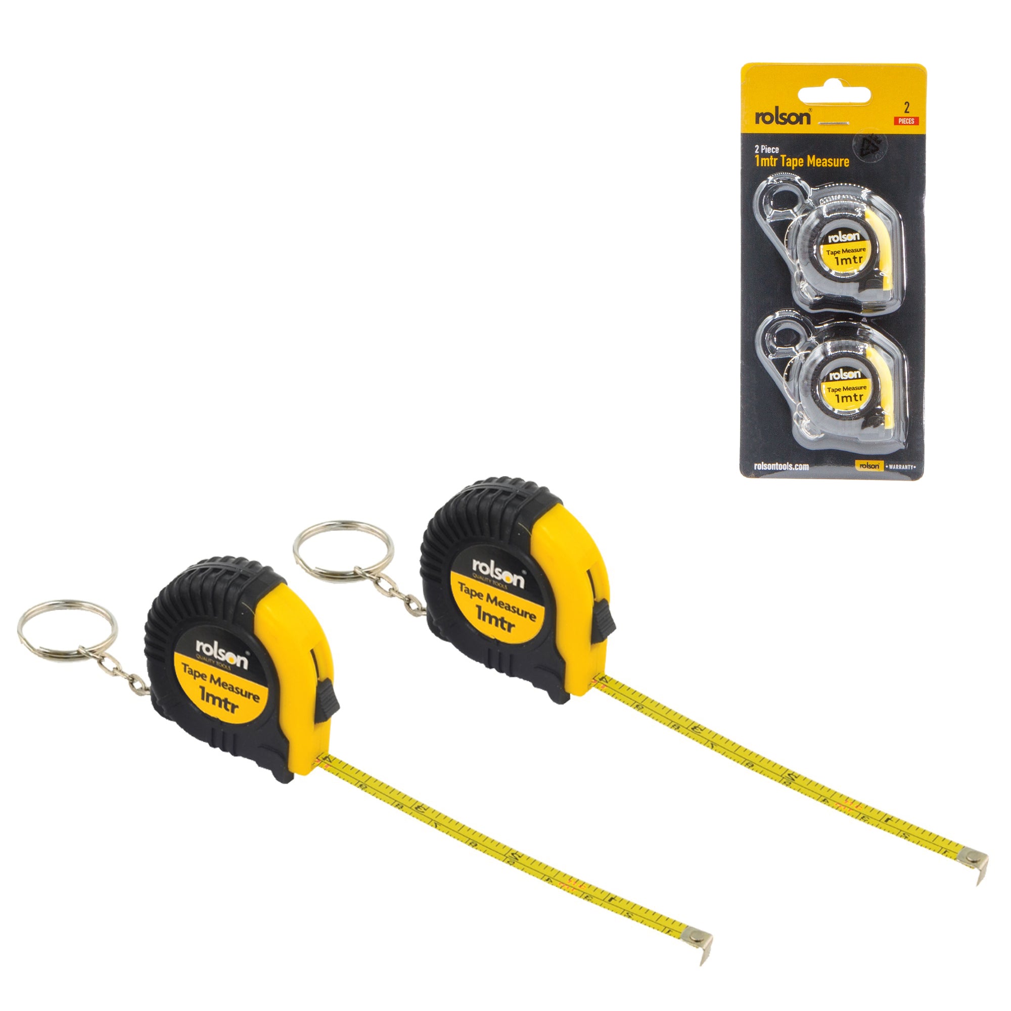 2 Piece 1m Tape Measure with Key Ring