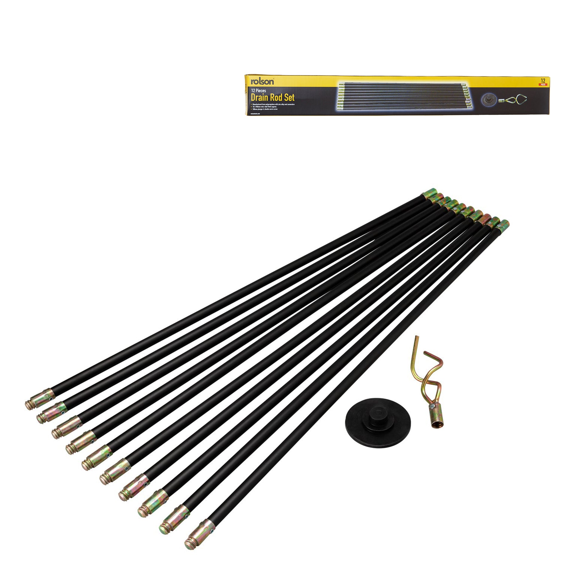 Kit de débouchage de canalisation - Rolson Tools - 60967 - 12 pièces Kit de débouchage de canalisation - Rolson Tools - 60967 - 12 pièces