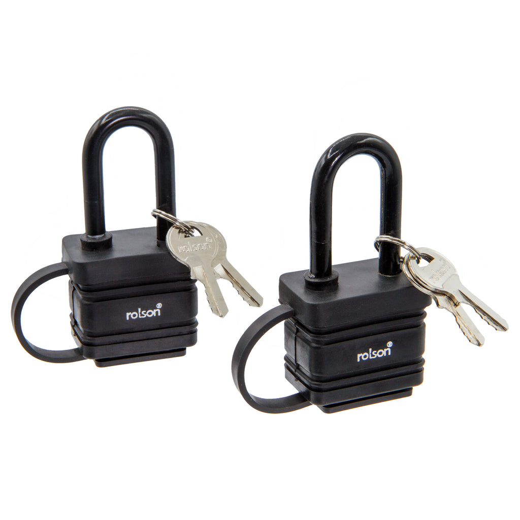 2 Piece 40mm Long Shackle Laminated Steel Padlocks