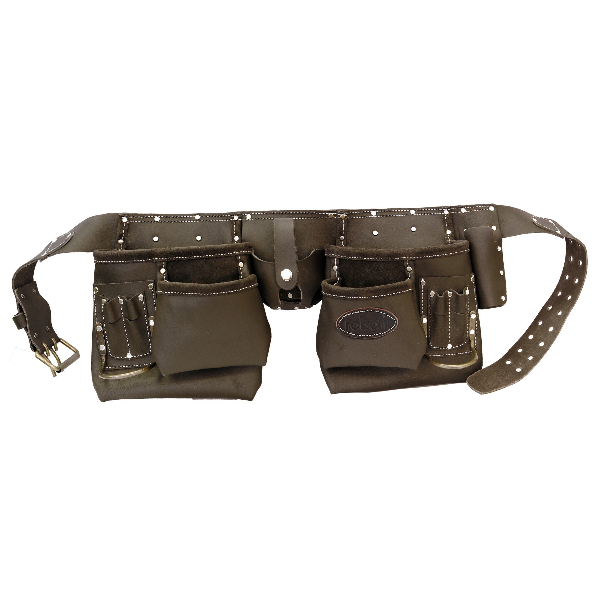 10 Pocket Professional Double Oil Tanned Leather Tool Pouch