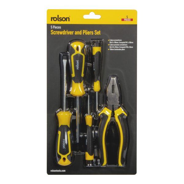 5 Piece Screwdriver and Pliers Set in packaging