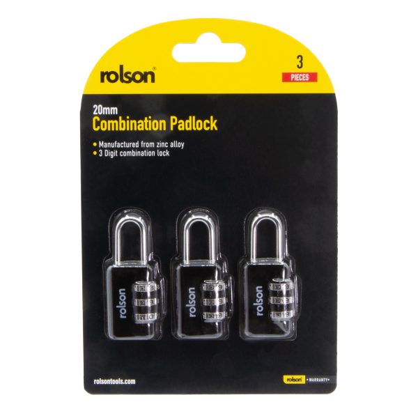 3 Piece 20mm Combination Padlock in packaging - (66499)