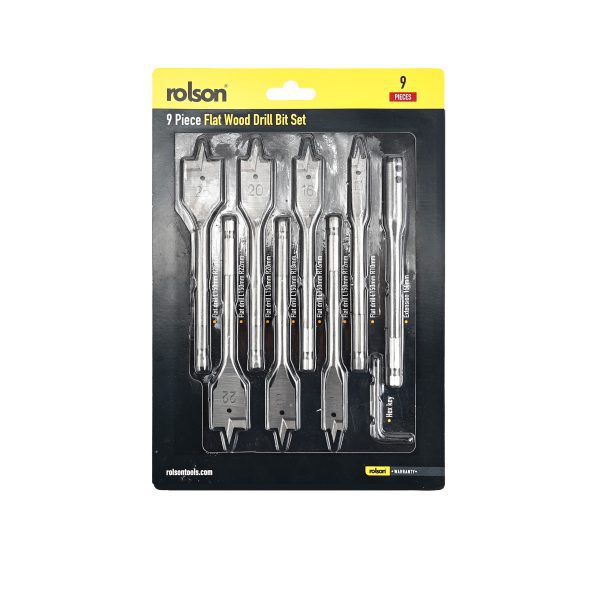 9 Piece Flat Wood Drill Bit Set - (48552) pack