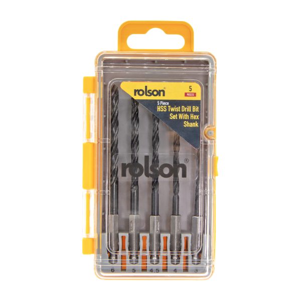 5 Piece HSS ¼" Hex Shank Twist Drill Bit Set - (48322) case